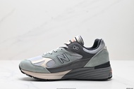 New Balance 991v2 Made in UK รองเท้าวิ่งกีฬาส้นเตี้ยกันลื่นหัวกลมสีเทาฟ้าไซส์36-45 (พร้อมกล่องรองเท้
