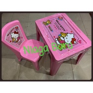 Meja &amp; Kursi Plastik 1 Set Hello Kitty Napolly Khusus GOJEK