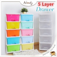 【Woody】5 Tier Drawer Cabinet Multipurpose Colourful Storage Drawer