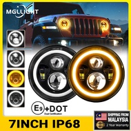 MGLLIGHT 7inch H4 H13 Round LED Headlight DRL Lights 6500K 3500K Angle Eyes 12V 24V Turn Signal for 