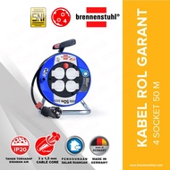 Brennenstuhl Kabel Roll 50 Meter Garant Export -KBRL038-1205066 / Kabel Roll 4 Lubang / Colokan List