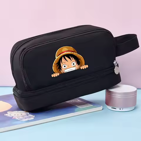 One Piece Pencil Bag Anime Printed Pen Case Large Capacity Stationery Storage Pouch Girls Boys Stude