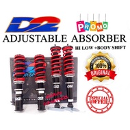 D2 ADJUSTABLE INSPIRA LANCER SATRIA NEO PREVE SUPRIMA EXORA IRIZ SAGA VVT  HI LOW BODY SHIFT ABSORBER SPRING WIRA WAJA