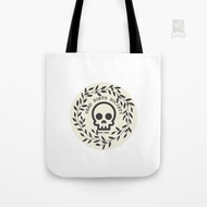 DEAD POETS SOCIETY SKULLS AND WREATH TOTE BAG CANVAS