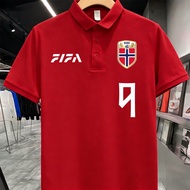 World Cup/Norway/Holland Football No.9 Erling Braut Haaland Fan jersey/Sports shirt/Unisex/Cotton/Sh