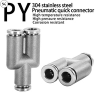 SK PY304 Stainless Steel Pneumatic Quick Connector - Y-Type Three-Way Hose Connector, 4mm to 16mm (4