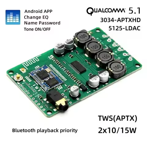 APP change name password EQ Bluetooth 5.1 Qualcomm LDAC QCC5125 APTXHD QCC3034 with AUX TWS power am