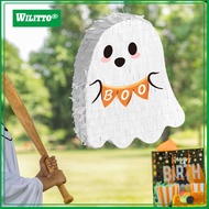 Ghost Pinata Pull String Cute White Ghost Pinata with Stick Blindfold And Confetti for Halloween Bir