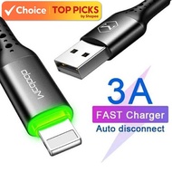 Mcdodo 3A Fast Charging Cable – 1.2M USB with LED Indicator & Auto Power-Off (CA7410)