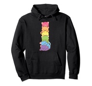 Cute LGBT Rainbow Gay Pride Flag Kawaii Cat Pile Anime Art Pullover Hoodie