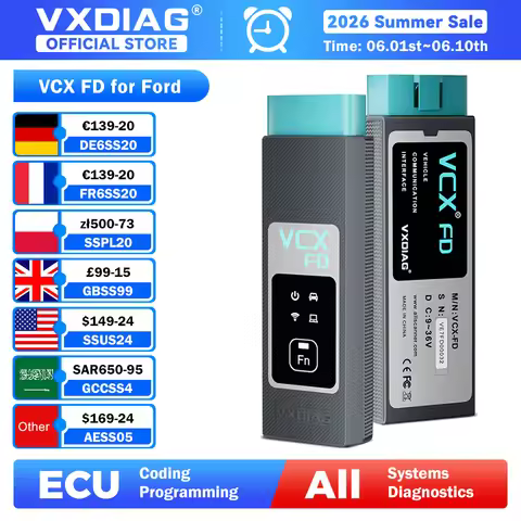 VXDIAG VCX FD for Ford Diagnostic Tool OBD2 Scanner for Mazda CANFD DoIP ECU Coding J2534 Programmin