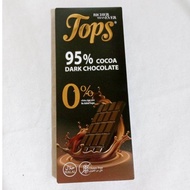 TOPS Unsweetened Dark Chocolate (95%) 50g Baking Cocoa Tree Selected
