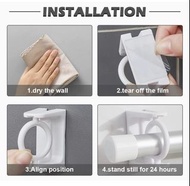 Self Adhesive Curtain Rod Bracket (x2) / 窗簾棍掛勾 360° (一對)