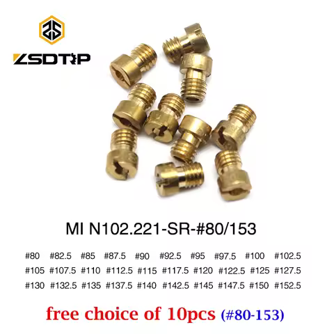 ZSDTRP 10pcs M5 Copper Motorcycle Carburetor Main Jet Kit for N102.221 Small Round Replacement Parts