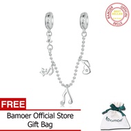 BAMOER Solid 925 Sterling Silver Classic Music/Bass Charm Bead fit Charm Bracelet Jewelry DIY 925 Ba
