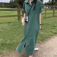 Cotton Linen One-Piece Dress Cotton Linen Shirt Dress Women Summer European Goods Simple Ladies Long