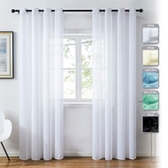 White Gauze Curtains Semi-Blackout Balcony Thin Curtains Bay Windows Transparent White Curtains Shee