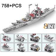 2081pcs Military WW2 Bismarck Battleship Large Boat Cruiser Model Weapon Building Blocks MOC Warship