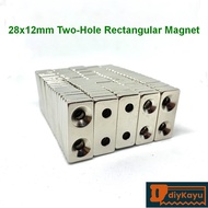 28x12x4mm (4mm Countersunk 2 Hole) Neodymium NdFeB Super Strong Cuboid Block Magnet (1pcs)