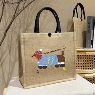 Linen Linen Tote Bag Large Capacity Printed Work Commuter Linen