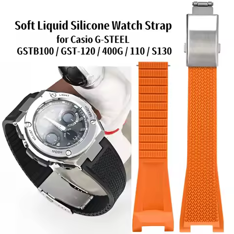 Soft Liquid Silicone Replacement Band for Casio G-SHOCK GST-B100 / GST-S110 / GST-S130 / GST-400G, G