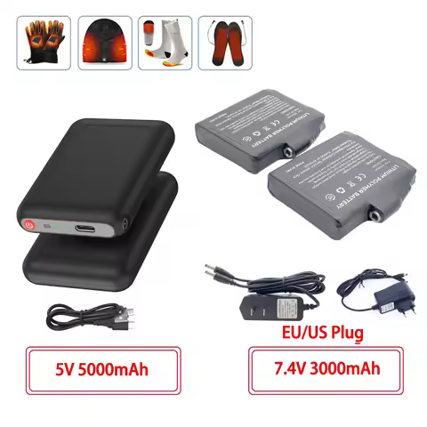 Winter Heated Socks Batteries 7.4V 3000mah 5V 5000mah Li-Polymer Battery Packs For Warm Gloves Cloth