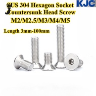 JK [KJC-NLJLS] SUS304, Hexagon Socket Countersunk Head Screw M2/M2.5/M3/M4/M5 Hexagon Flat Head Bolt