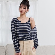 Lina Two-Piece Set (pre-order white) – Stripe Knit Top & Cardigan - The Summer Project / เสื้อคาร์ดิ