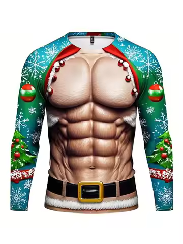 Unique 3D Print Fake Muscle Pattern Ugly Sweater For Men Personality Fitness Round Neck Loose Sweats