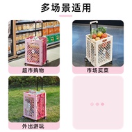 Foldable Trolley Cart Shopping Cart Lightweight Small Cart Grocery Shopping Tool Portable Small Pull