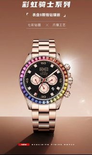 🚀平玩！BEXEI彩虹騎士七彩鑽圈全自動多功能機械錶