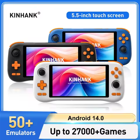 KINHANK K56 Handheld Game Console 5.5'' Touch Screen 50 Emulators for PS1/PSP/DC/SS Android 14 5000m