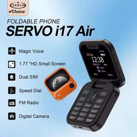 2026 New SERVO i17Air 2G Mini Foldable Mobile Phone Dual SIM Speed Dial Blacklist Flashlight Call Re