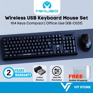 Mikuso Keyboard Combo Wireless Keyboard 104 Key & Mouse Set KB-C031 2.4GHz USB PC Laptop 2Y Black