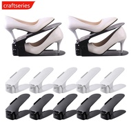 CRAFTSERIES Plastic Shoe Rack 2-Layer Adjustable Shoe Storage Shelf for Narrow Spaces Shoe Holder Or