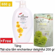 Sữa tắm Trắng và Dưỡng Ẩm CÓ HẠT 650 g - CHARMING + - Túi sữa tắm 200 g enchanter Vàng