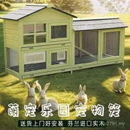 Dedicated Wooden House Outdoor Rabbit Rabbit Nest Luxury Kindergarten Pet Large Rabbit Cage Villa Ou