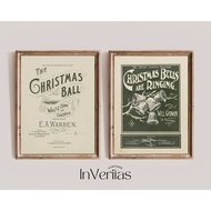 Vintage Christmas balls songs  Typography  canvas painting posters Winter Holiday  Festive Decor