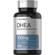 Horbäach DHEA 100mg | 200 Capsules | Supplement for Men and Women | Non-GMO, Gluten Free G9XE