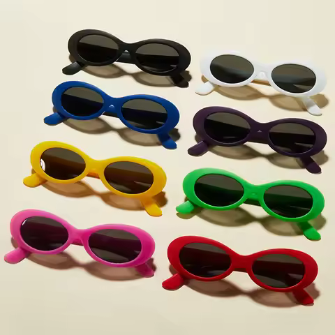 New Retro Oval Sunglasses boys and girlsVintage Fashion Sun Glasses Classic White Black Lentes De So