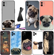 iPhone 15 16 17 Pro Max 16e 15 16 Plus R15 Pug Dog Cute Soft black phone case