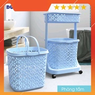Duy Tan 2-tier Plastic Cotton Shelf with wheels - Dimensions 49,5 x 32,6 x 79,4 cm
