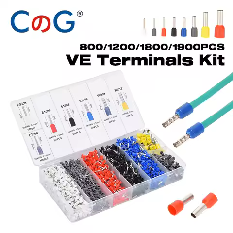 22-7AWG 800/1200/1800/1900PCS Boxed Insulated Ferrules Sleeves Terminal Wire Connector VE Tubular Cr