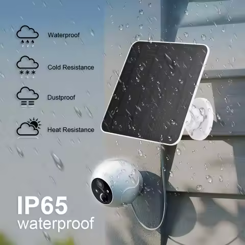 5V Solar Panel 6W IP65 Waterproof Adjustable Mount for Security Cameras with Micro USB and USB-C Por