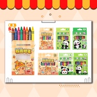 Set Krayon Warna Kanak-kanak Krayon Boleh Basuh Panda 8 Warna dan Capybara 12 Warna Mini Comel Kartu