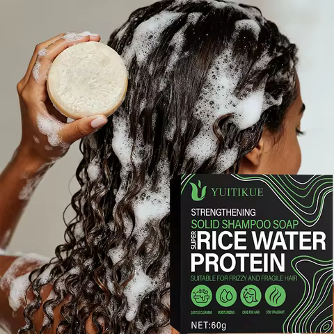 YUITIKUE Rice Protein Shampoo Bar 60g - Rich Delicate Foam, for Frizzy & Fragile Hair, Cleans, Moist
