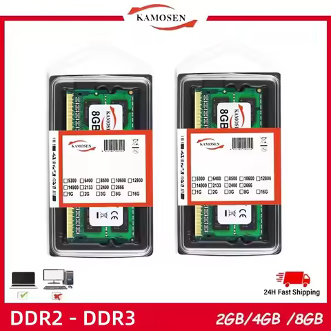 KAMOSEN DDR2 DDR3 2GB 4GB 8GB Laptop Memory Ram PC2 1.8V 800Mhz PC3 1.5V 10600 12800 Non-ECC DIMM Me
