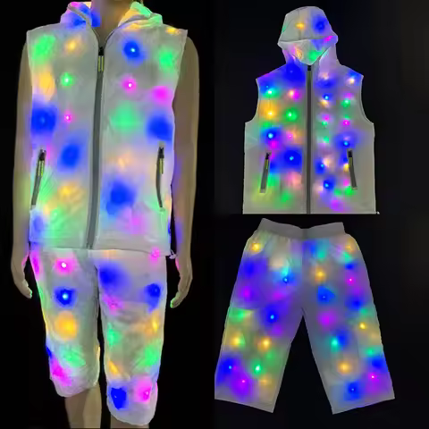 Led Electronic Lighting Dance Costume Waterproof Waistcoat Pants Night Run Props Flash Luminous Stag