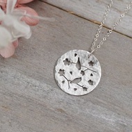 ni.kou 純銀 綠繡眼 櫻花 項鍊