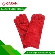 14 Inch Red Welded Leather Gloves - Length 355mm, Heat Resistant, Easy to Hold in the Sun